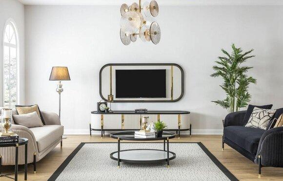 Luxus Set Modern rtv Wohnzimmer Polster Sitz Sofagarnitur 3 + 3 Sitz Couchtisch