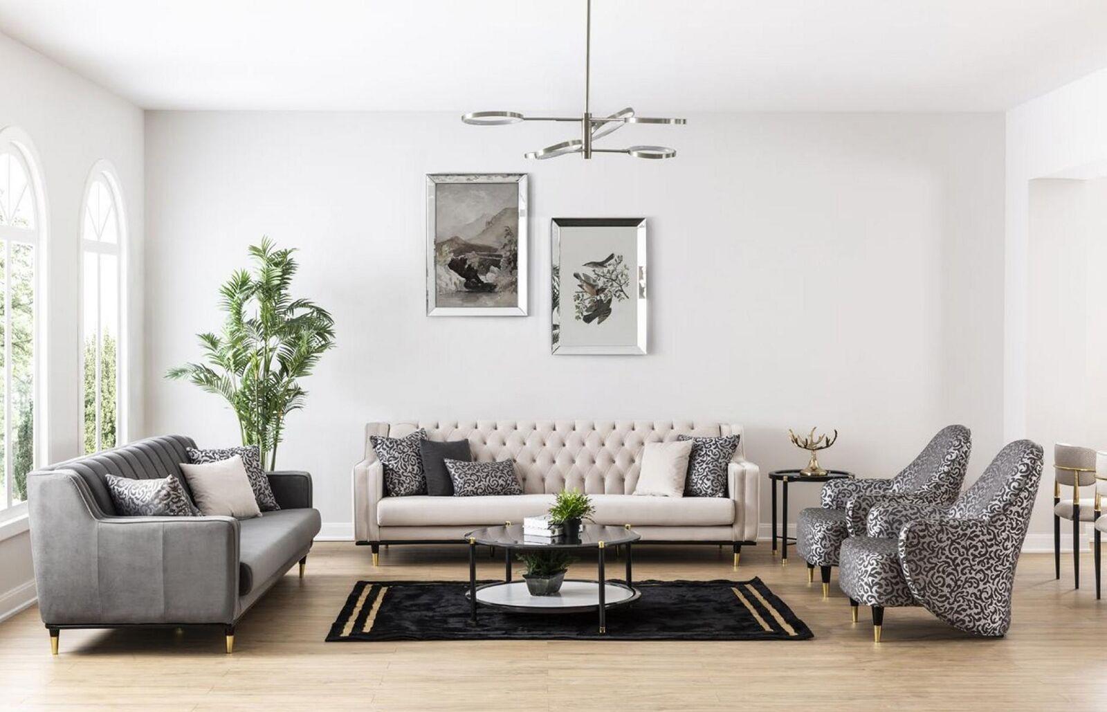 Luxus Garnitur Set 5tlg Sofagarnitur 3+3+1+1 Sitzer Couchtisch Sofa Sofas Sessel