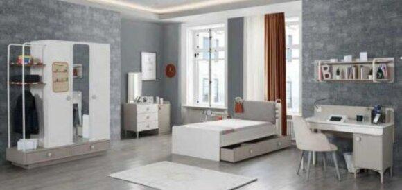 Design Jugendzimmer Komplett Kleiderschrank Kommode Schreibtisch 4tlg.