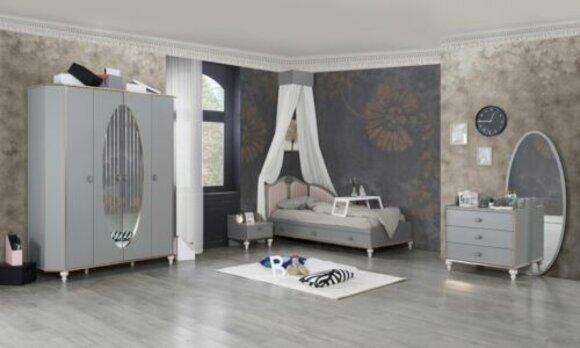 Kinderzimmer Design Set Bett Nachttisch Kommode Kleiderschrank 4 tlg.