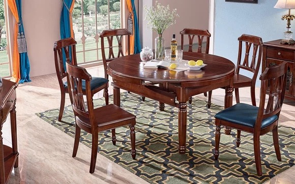 Garnitur Komplett Set Esstisch + 6 Stühle Esszimmer Gruppe Holz Tisch