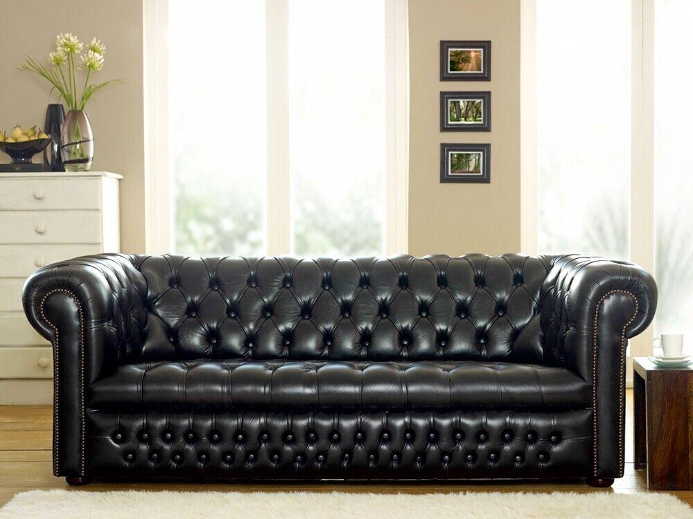 Chesterfield Design Luxus Polster Sofa Couch Sitz Leder 100% Leder Sofort