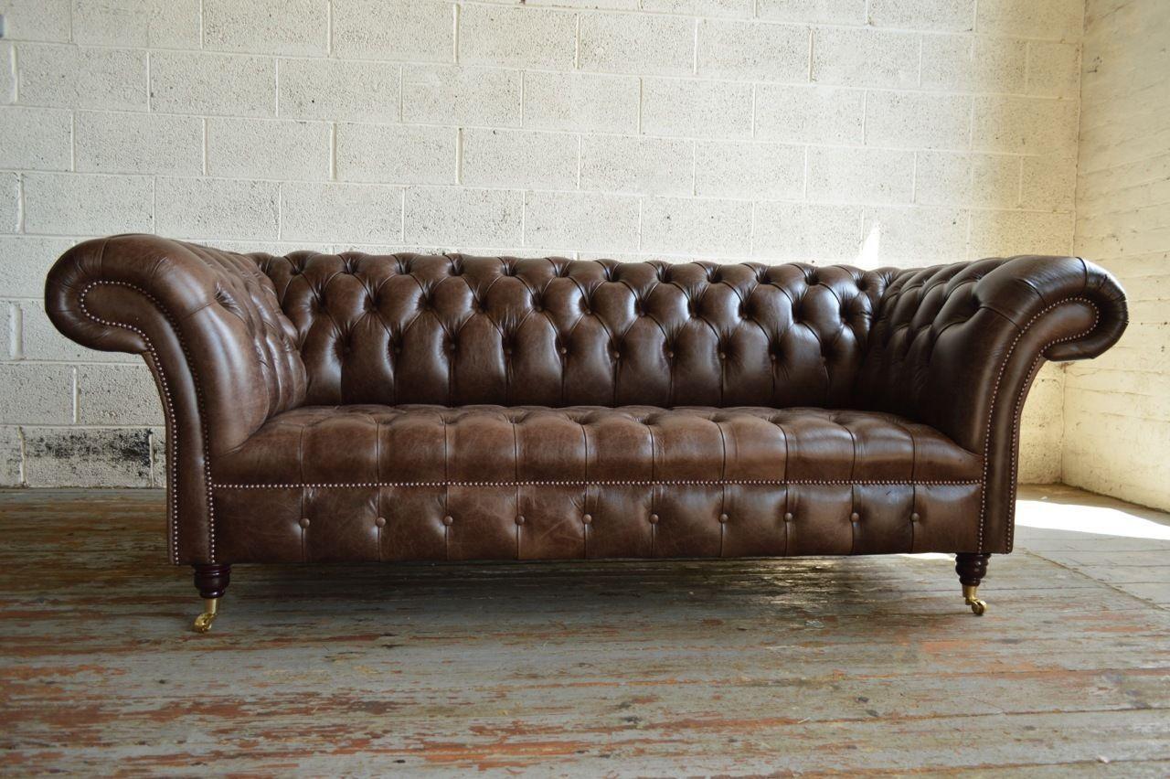 Chesterfield Sofa 3 SITZER Polster Couchen Sofas 100% Leder Sofort