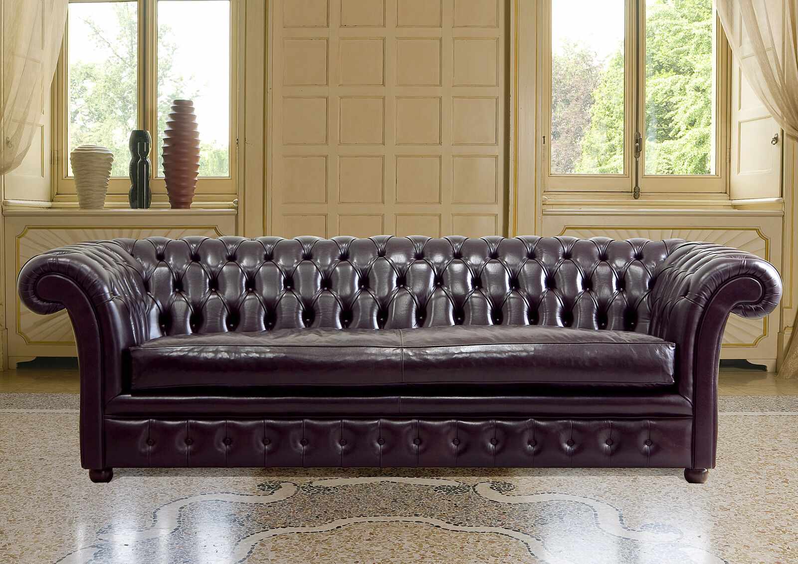 Polster Couch Sofa Klassik Chesterfield Chesterfield 3 Sitzer 100% Leder Sofort