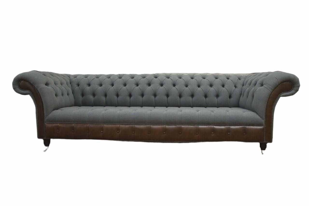 Englische Chesterfield Luxus Textil Sofa 4 Sitzer Sofa Polster Design Stoffsofas