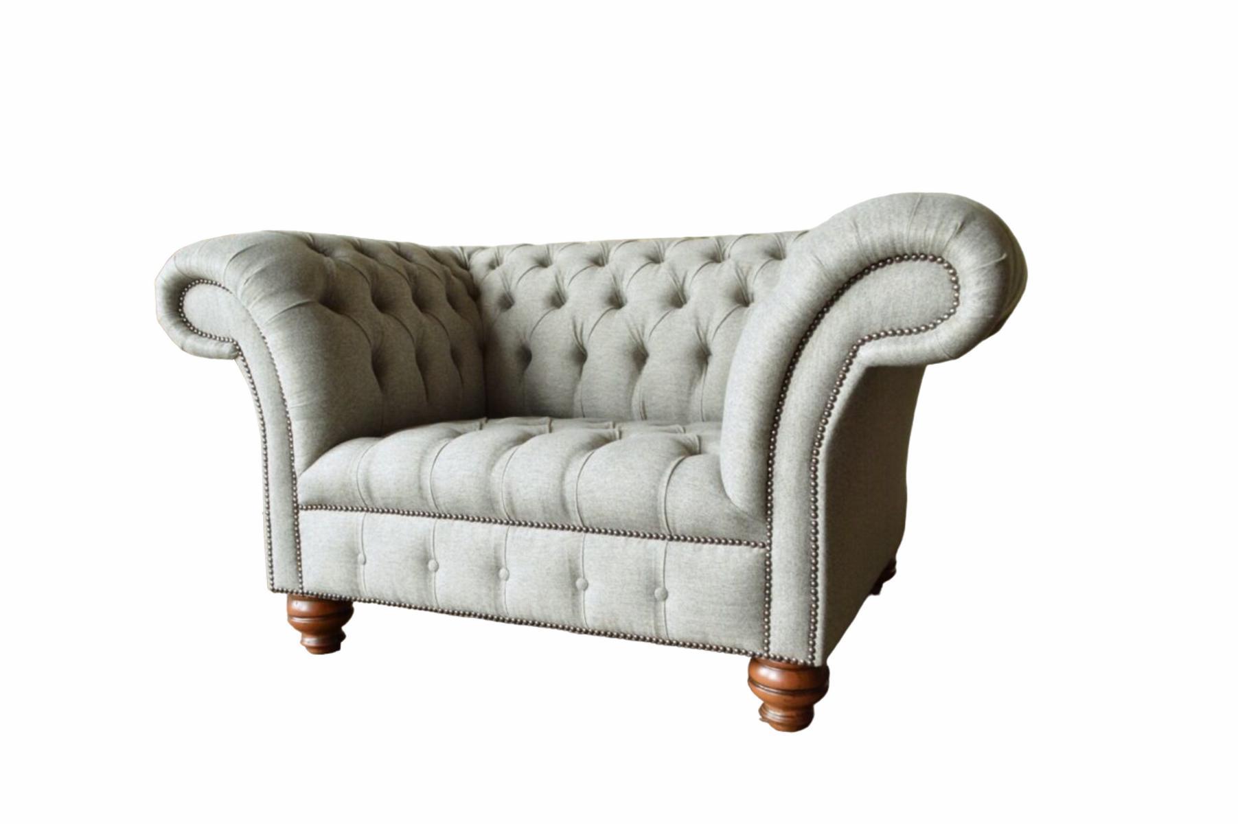 Chesterfield Einsitzer Sofa Sessel Couch Polster Sitzmöbel Textil Stoff