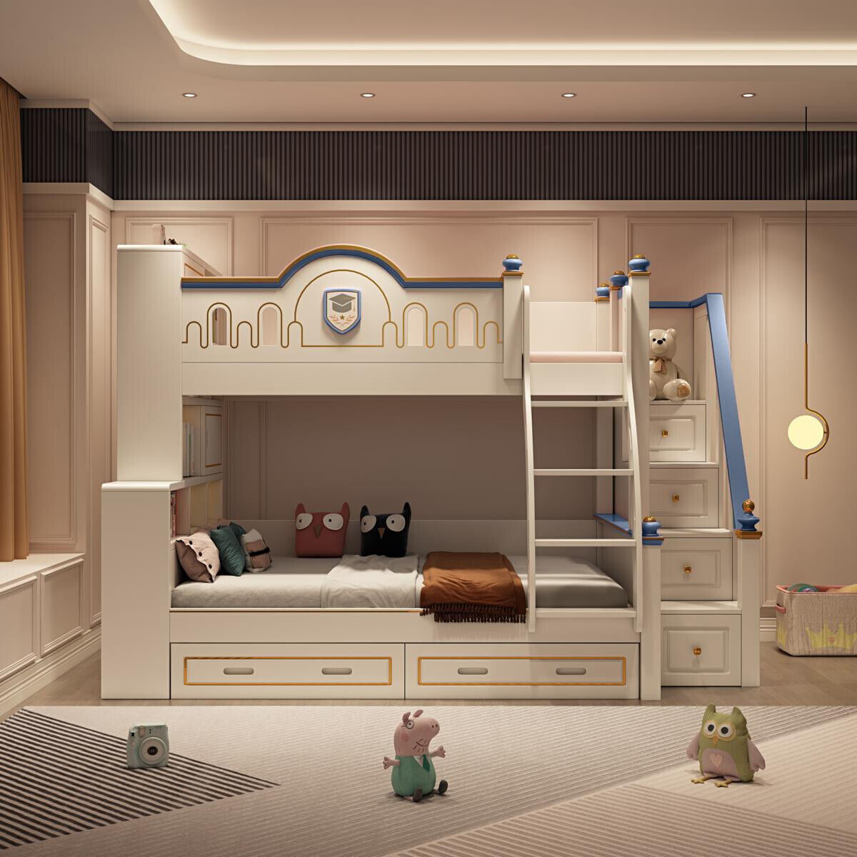 Kinderbett Etagenbett Jugendbett Blau Design Modern Bett Kinderzimmer Sofort