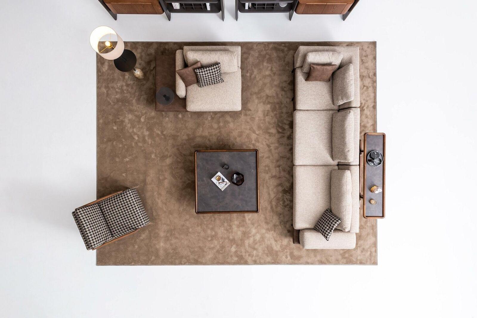 Sofa Set Wohnlandschaft Ecksofa Garnitur Stoffgarnitur Textil Sofas