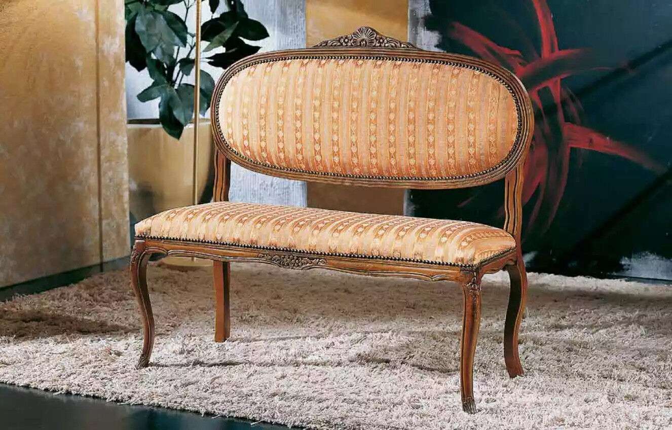 Designer Sitz Polster Bank Klassische Sitzbank Wohnzimmer Stoff Möbel