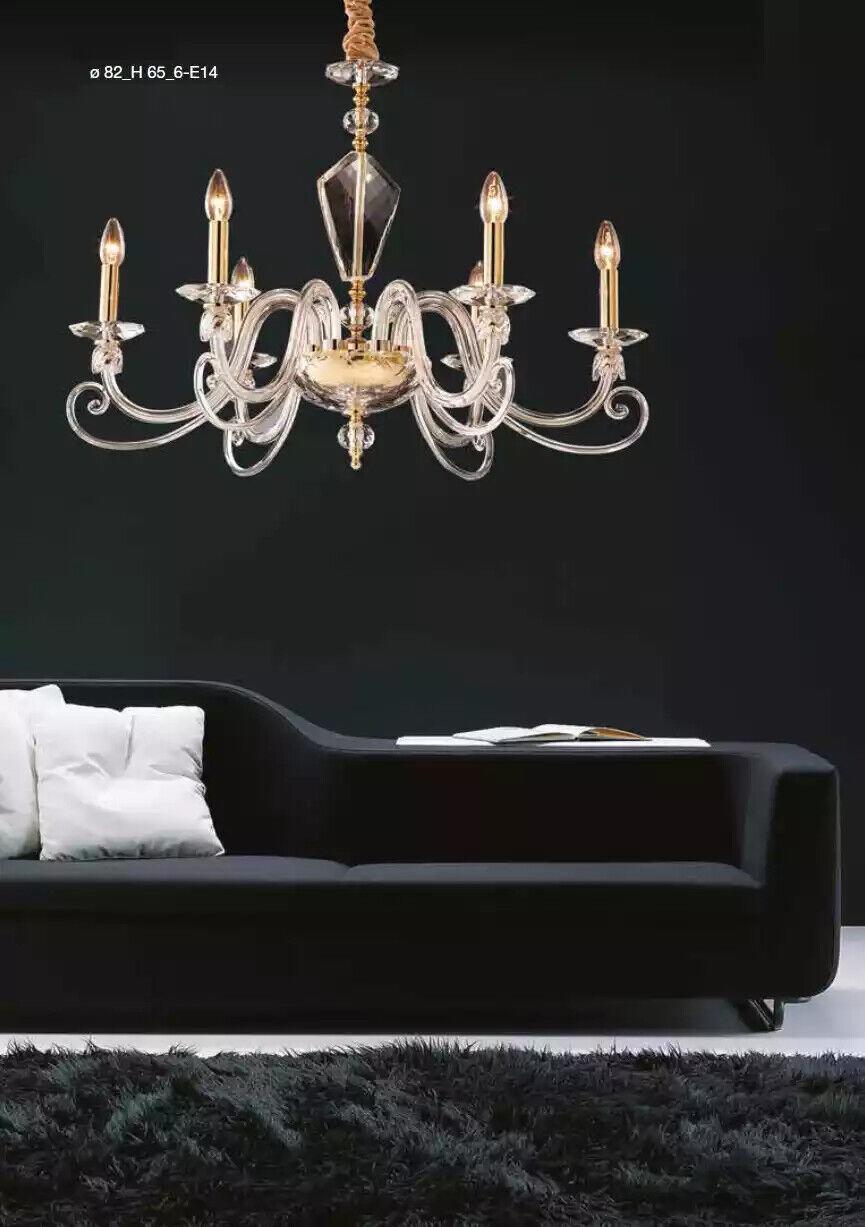 Luxus Kronleuchter Goldene Glanzleuchter Kristall Lampe Hängeleuchte neu