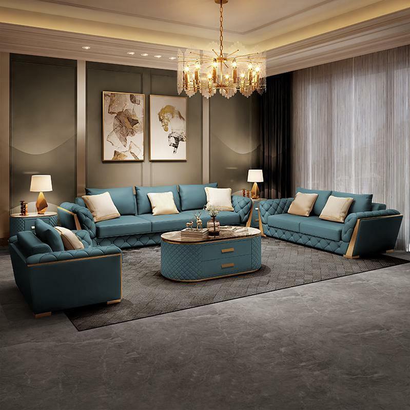Leder Designer Sofa Couch Polster Garnitur 6tlg. Set Garnituren Couchtisch Tisch