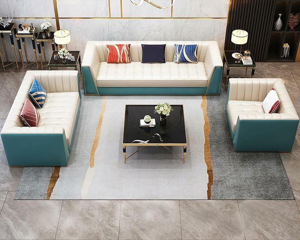 Ledersofa Sofa Couch Polster 321 Sitzer Couchtisch 2x Beistelltisch 6tlg. Neu
