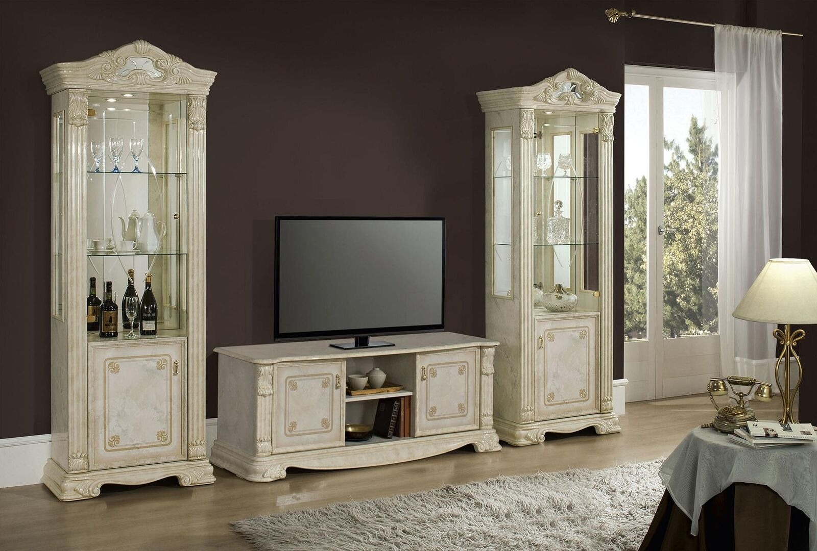 Wohnzimmer rtv Vitrine Anrichte Regal Luxus Wohn Zimmer tv Weiß sets Set 3tlg.