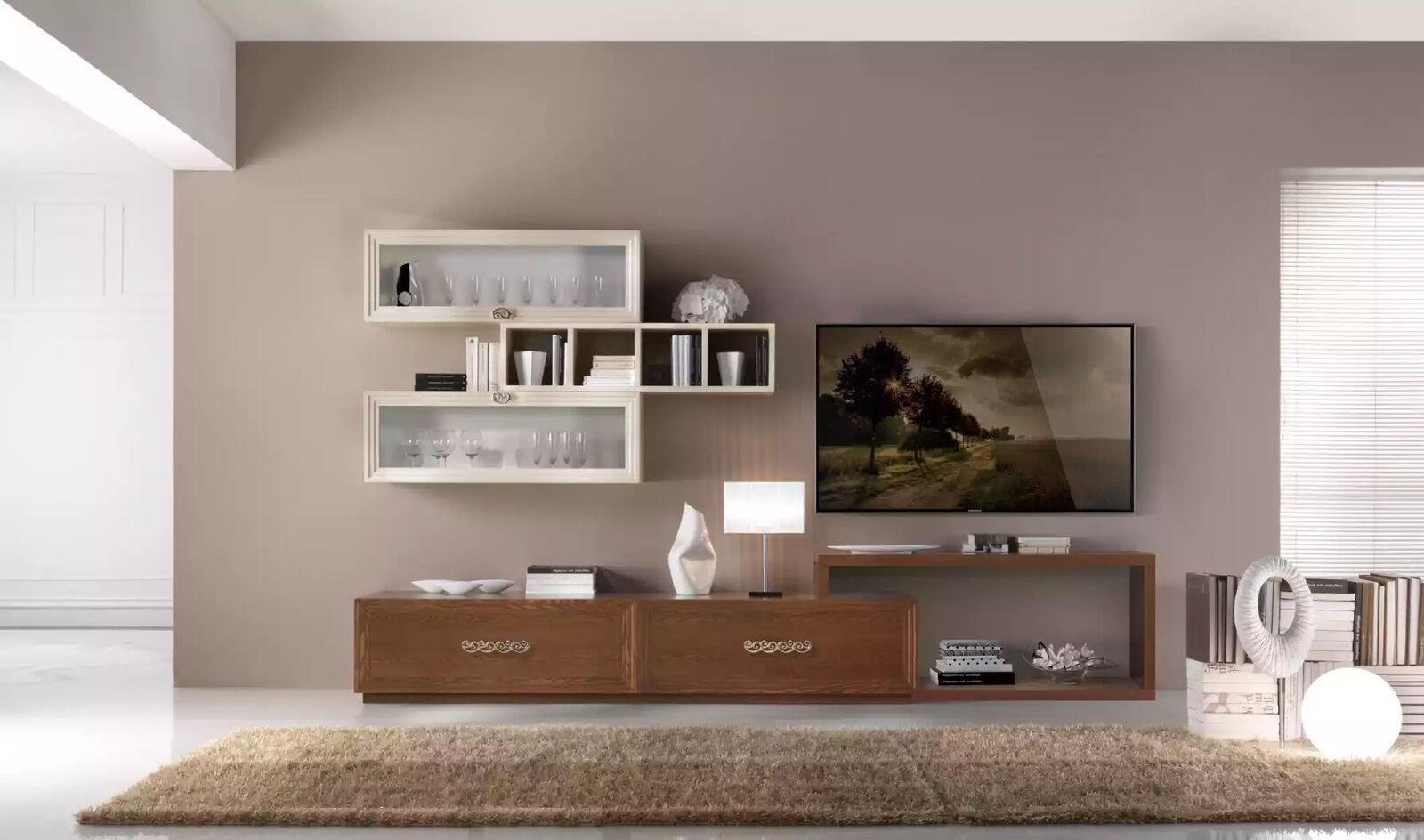 TV-Ständer Wandregal Moderne Wohnwand Wohnzimmer Set Modern 4tlg Holz