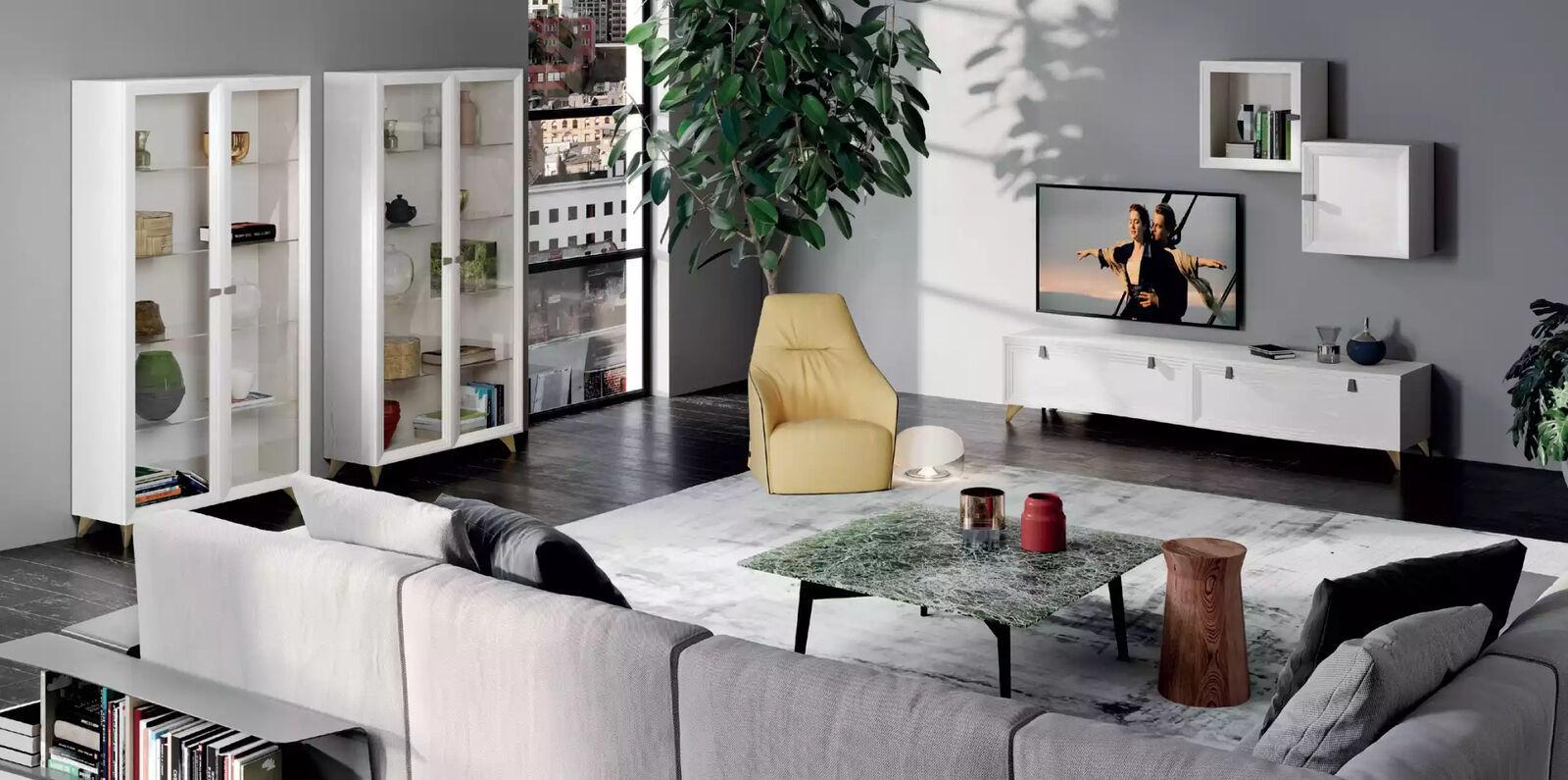 TV Ständer 2x Vitrine Modernes Wohnzimmer Set 2х Wandschränke 5tlg