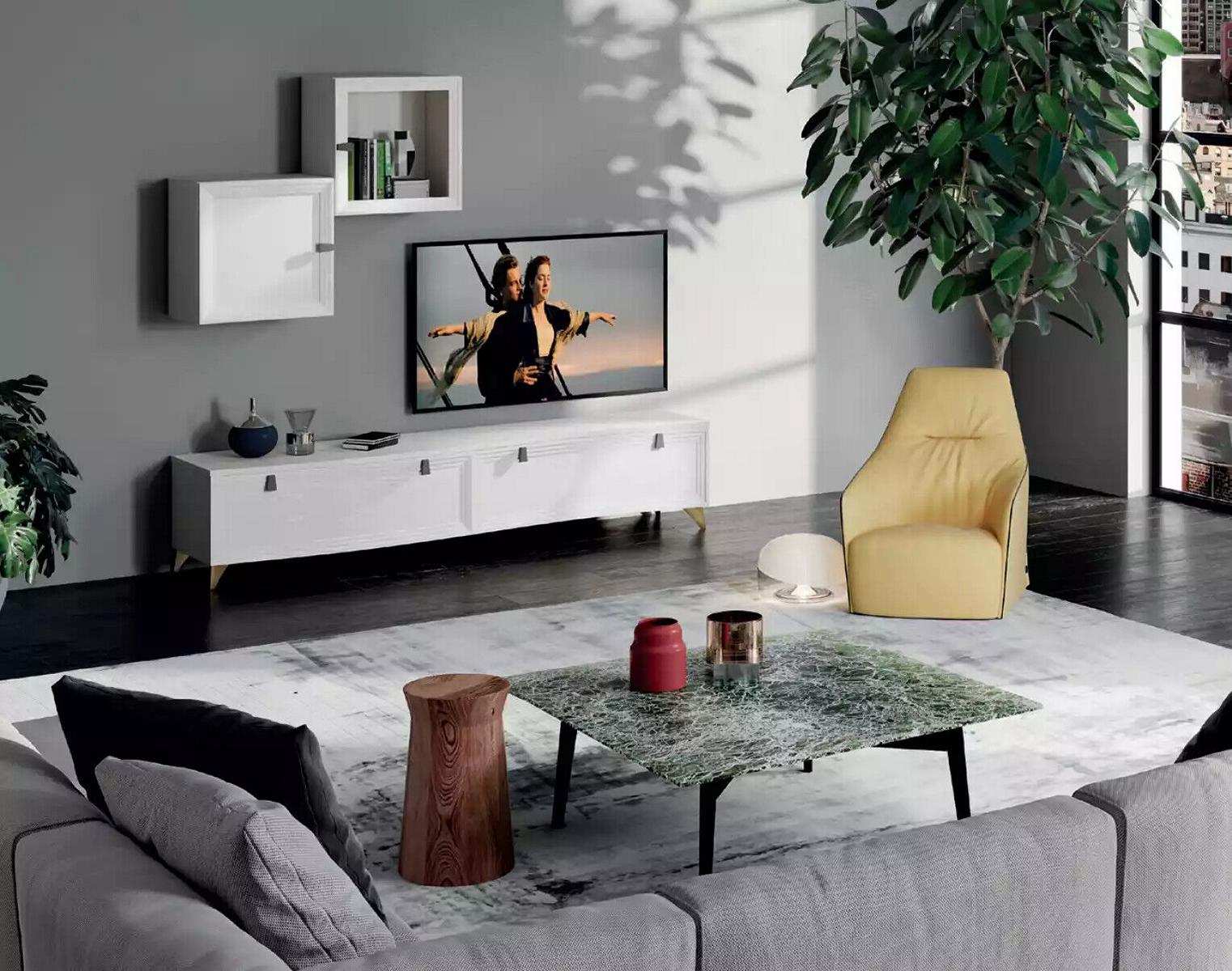 Modernes Wohnzimmerset 2x Wandregale und Sideboard 3tlg