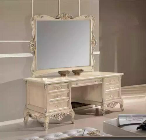 Schminktisch mit Spiegel Schlafzimmer Design Beige Möbel Holz 2tlg. Neu