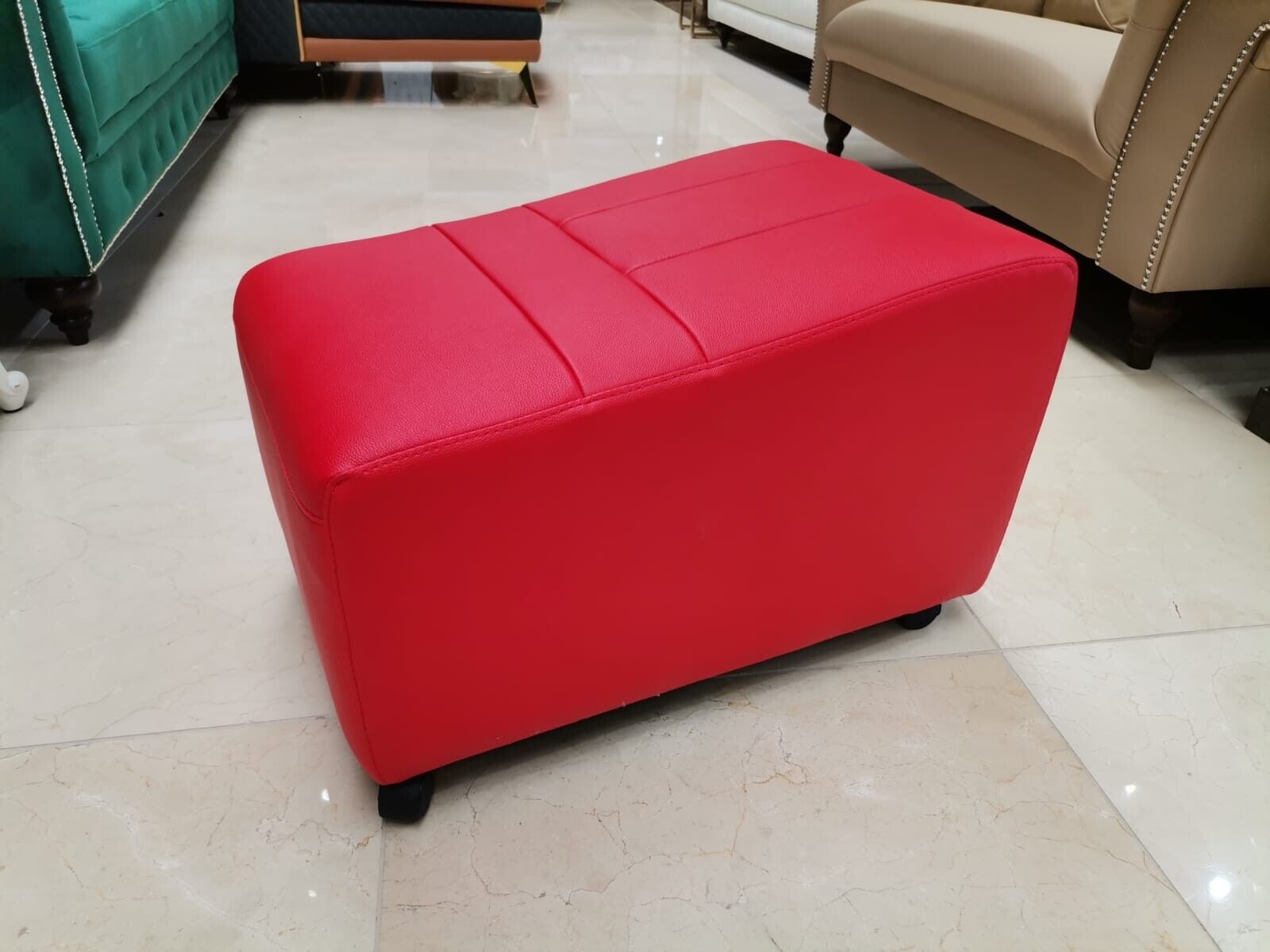 Luxus Fußhocker Hocker Lederhocker Leder Polster Rot Beistell Sofort