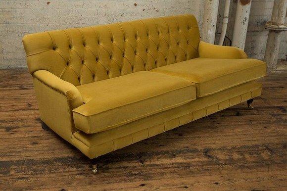 Gelbe Designer Sofa Couch Polster XXL 3 Sitzer Big Sofas Couchen Leder
