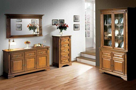 Wohnzimmer Schrank Kommode Italien Spiegel klassisches Set 3tlg Holz