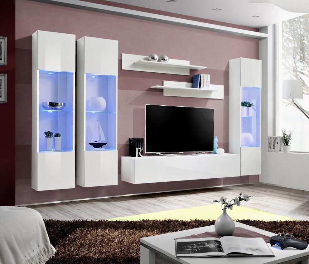 Designer Wohnwand Hänge Vitrine Modern Design Wohnzimmer Luxus Möbel