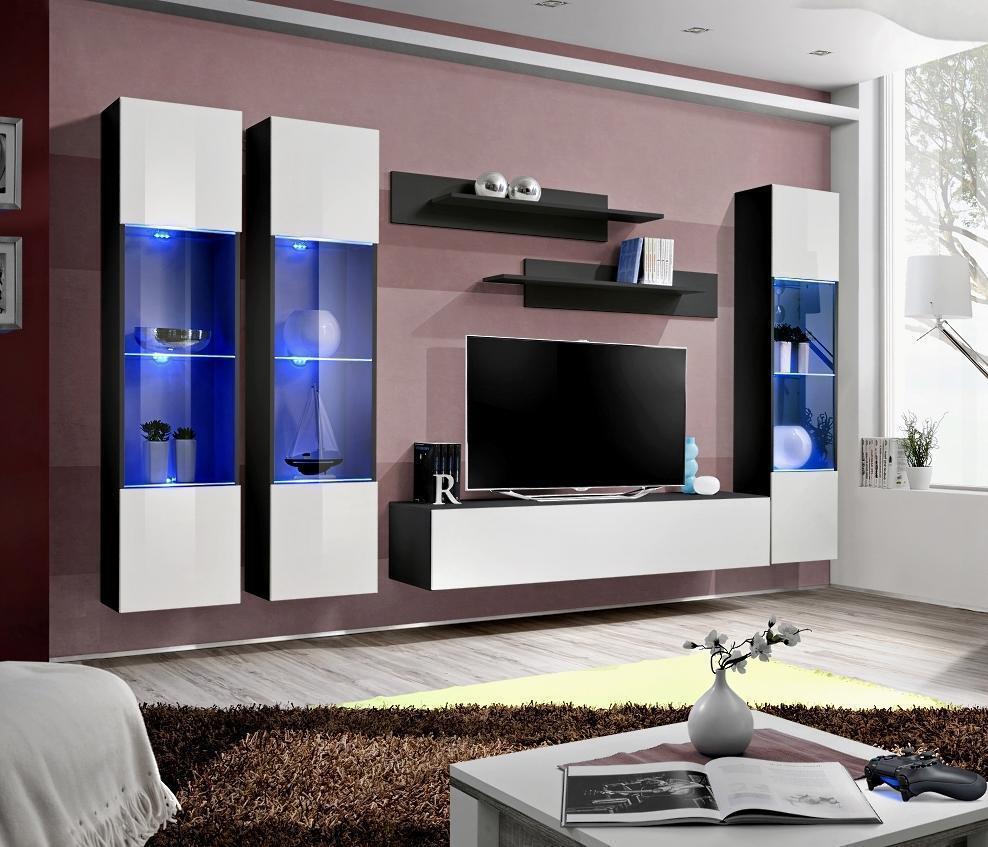 Wohnwand Modern Vitrine TV-Ständer Wandschrank Wohnzimmer Wand Regale