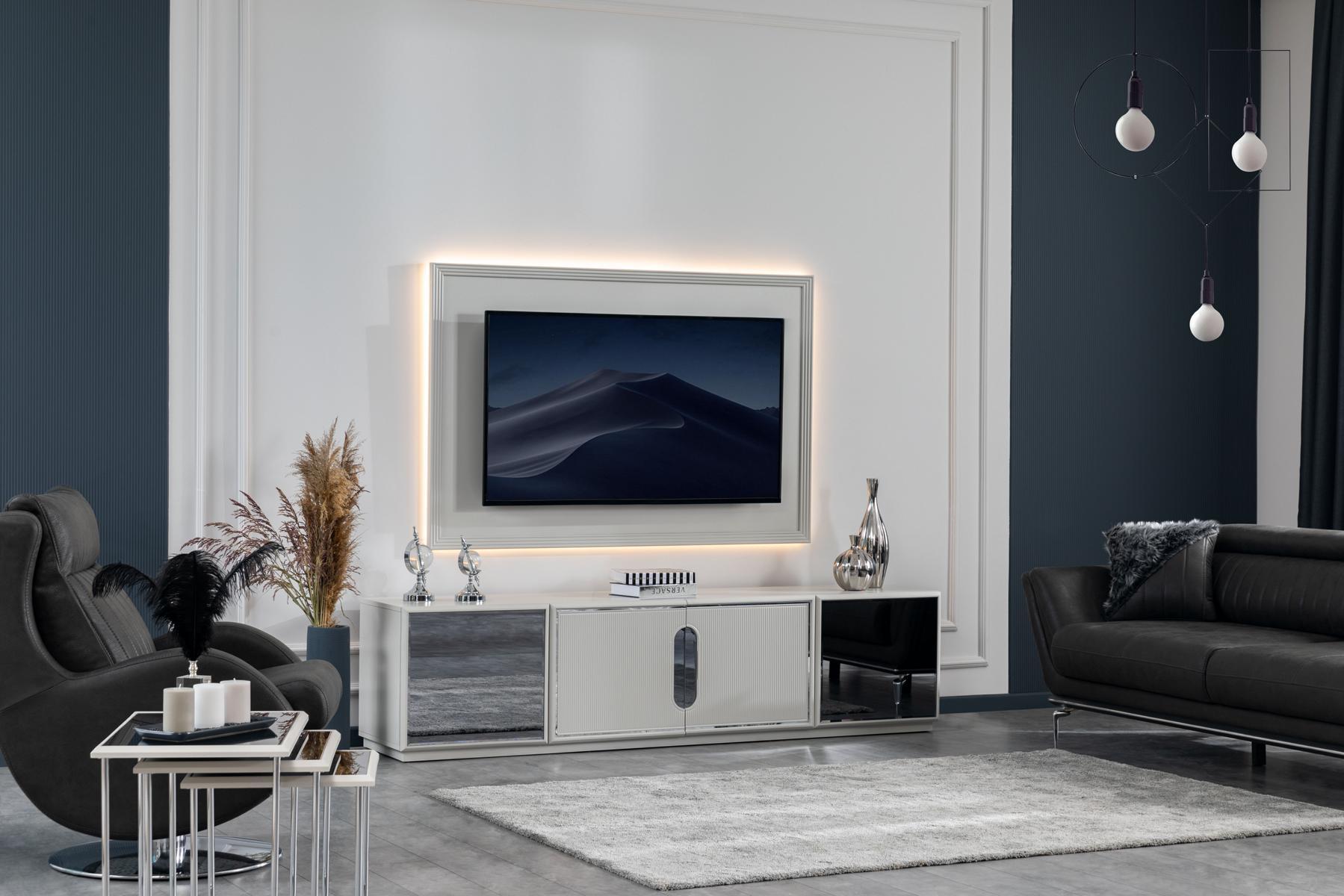 Wohnzimmer Set TV-Ständer Fernsehwand Lowboard Luxus Design neu 2tlg