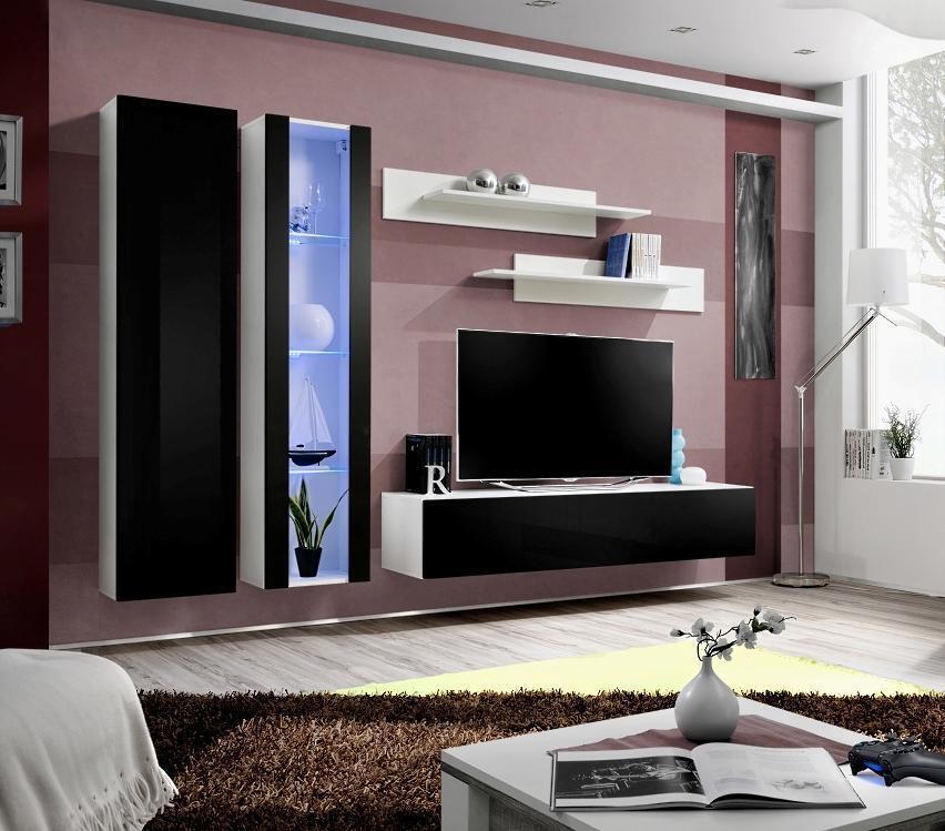 Modern Wohnwand Hänge Vitrine rtv Wohnzimmer Wandschrank TV Ständer
