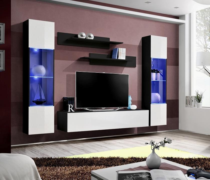 Wohnwand Holz Wohnzimmer Möbel TV Ständer Moderne Design Wand Regale