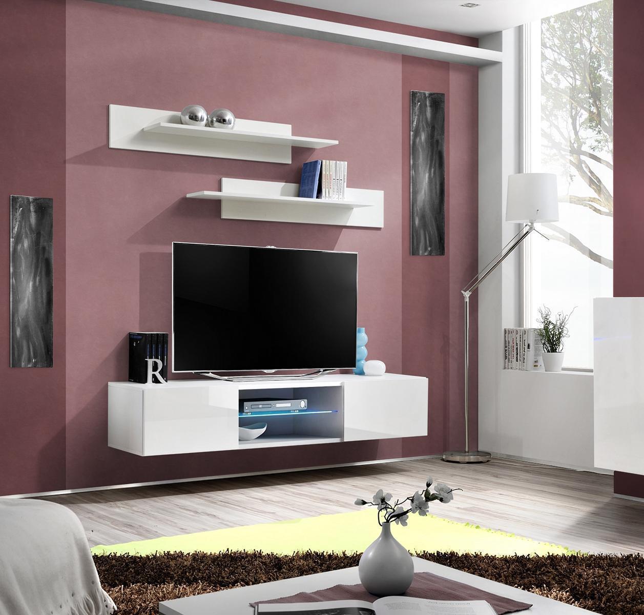 Wohnwand Komplette Set 3 tlg Wandregale ModerneTV Ständer Regale Möbel