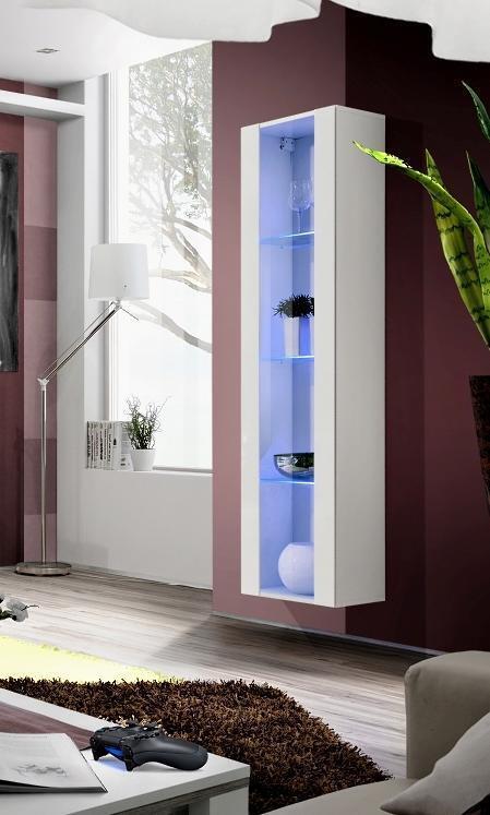 Hänge Vitrine Weiß Schrank Möbel Wohnzimmer Einrichtung Holz Luxus