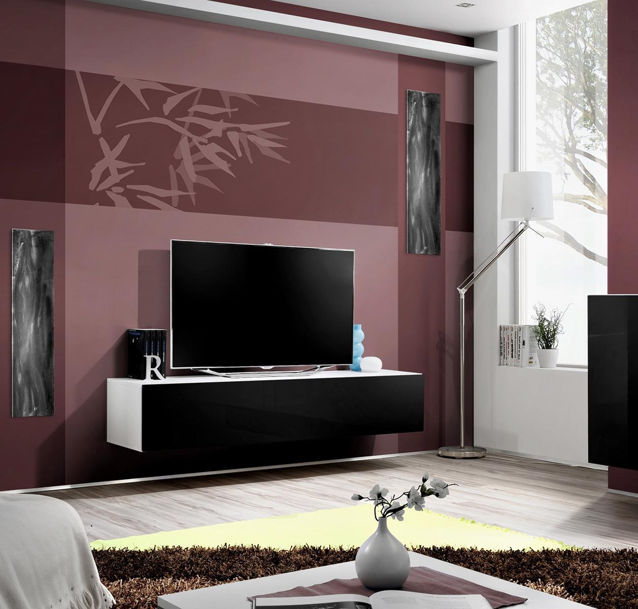 Designer Luxus Hänge TV Ständer Wohnzimmer Holz Lowboard Modern