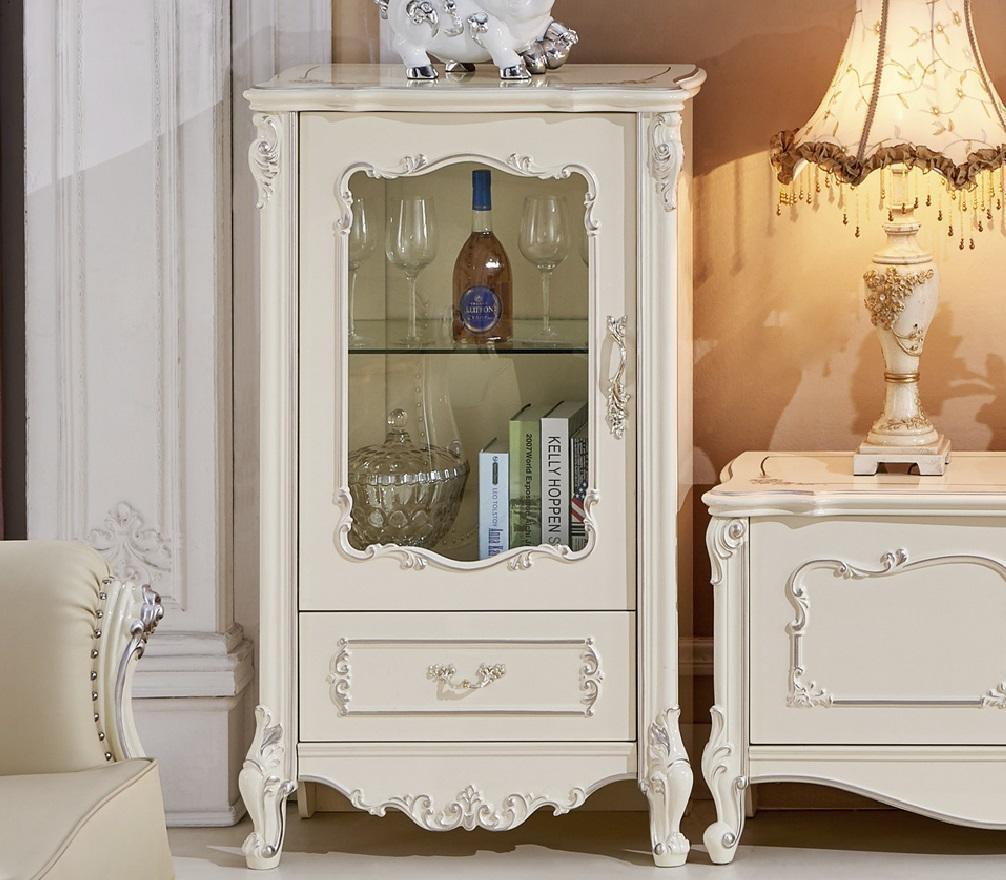 Klassische Wohnzimmer Möbel Weiß Gold Holz Schaufenster Vitrine Schrank Sofort