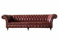 Bordeaux Big Sofa Couch Chesterfield 265cm Polster Sofa Leder Sofort