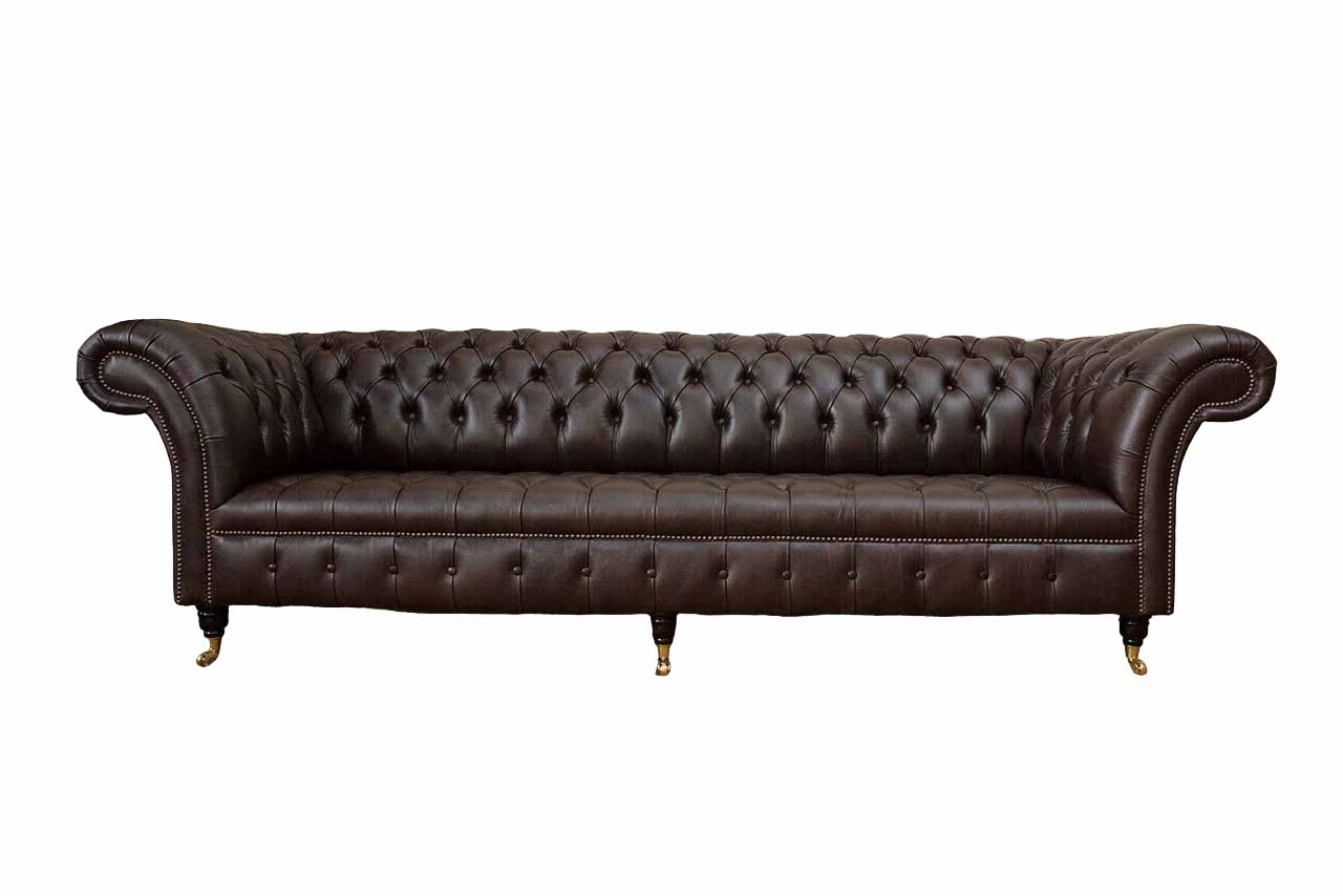 Sofa 4 Sitzer Chesterfield Couch Luxus 245cm Ledersofa Couchen 100% Leder Sofort