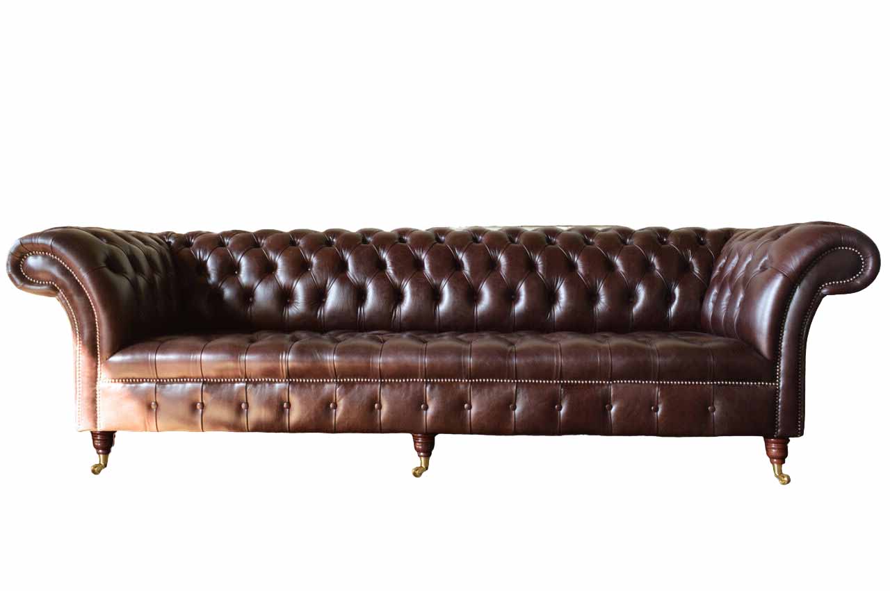 Sofa Chesterfield Couch Polster Sitz Leder Couchen Braun 100% Leder Sofort