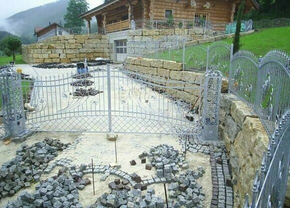 Flügel Tore Handarbeit Zaun Rustikales Tor Maßanfertigung Flügeltor Modell 051