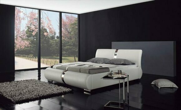 Designer Bett Betten Ehebett Doppelbett Polsterbett Schlafzimmer Lederbett Neu