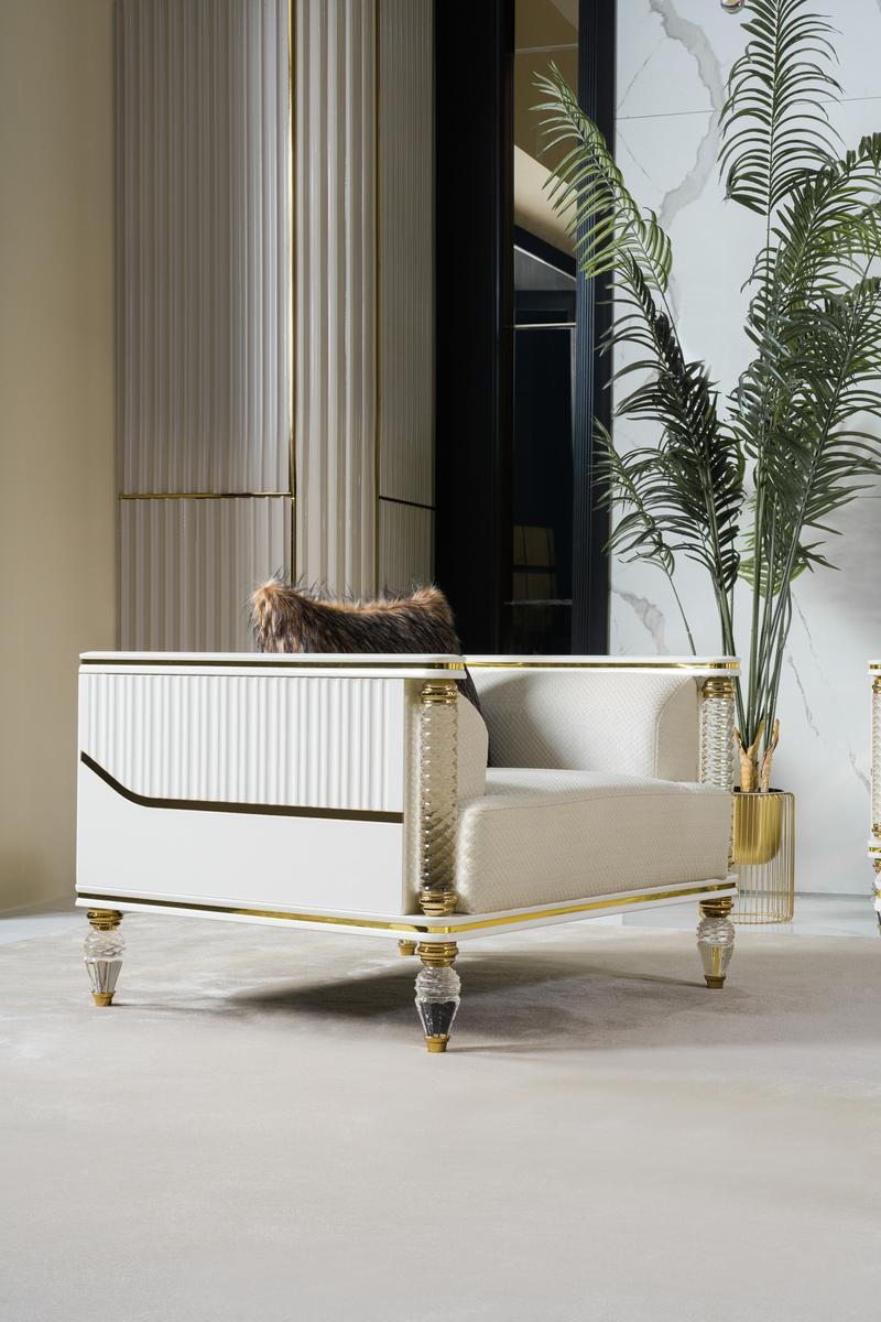 Design Sitzer Luxus Sessel Relax Textil Weiß Sessel Relaxsessel Modern Luxus Neu