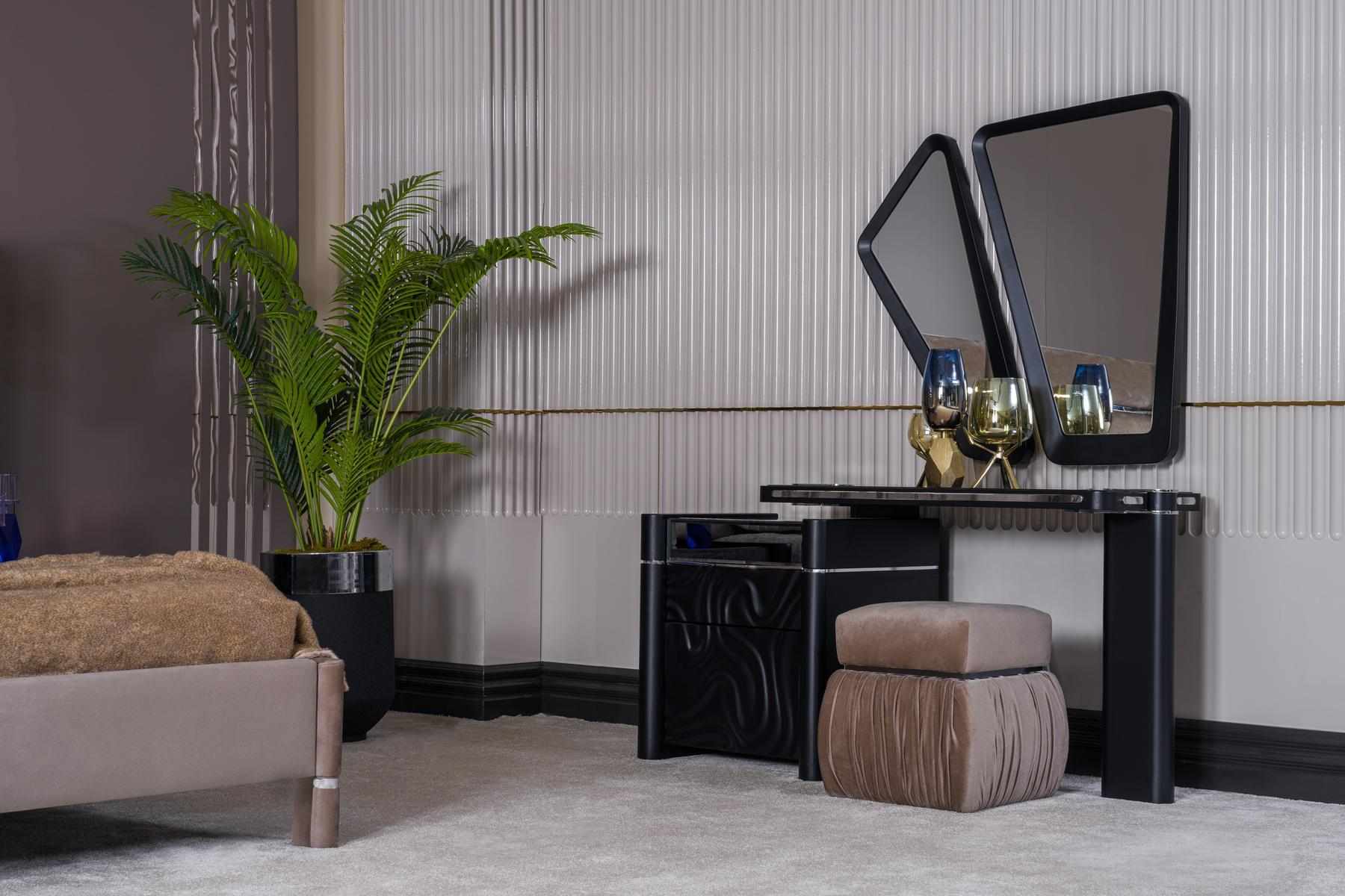 Schminktisch mit Spiegel Hocker Make Up Schlafzimmer Design Möbel Holz 2tlg.