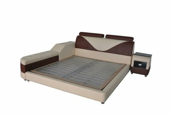 Luxus Leder Design Polster Betten mit USB Modernes Beleuchtet Ehebett designer