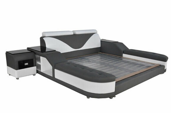Leder Design Polster Betten + USB Doppel Modernes 140/160/180/200 Bett LB8817