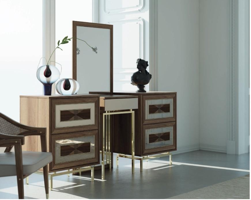 Esstisch Esszimmertisch Essecke Esszimmermöbel Tisch Holz Gold Beige