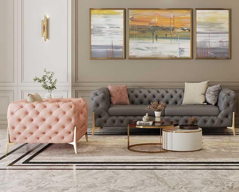 Sofagarnitur 3+1 Sitzer Set Design Sofas Polster Leder Relax Moderne Möbel