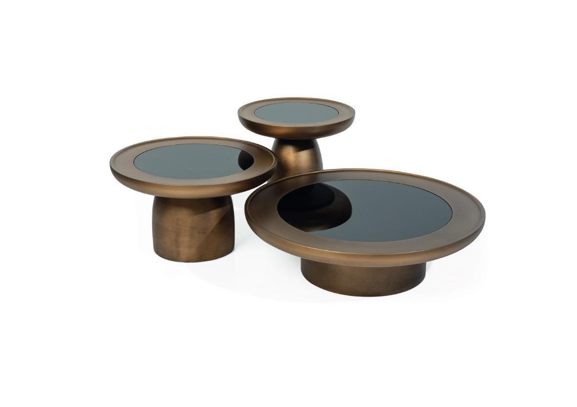 Designer Couchtisch Wohnzimmer Set 2x Edelstahl Glass Moderne Luxus Tisch