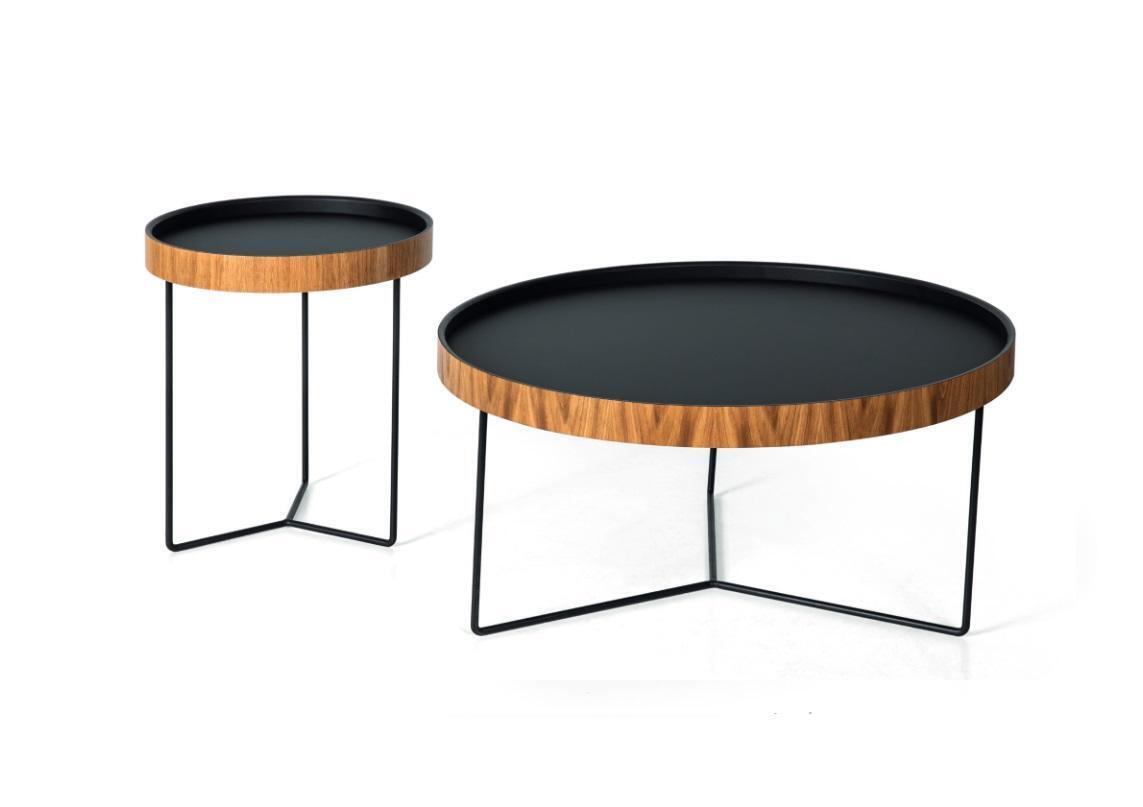 Couchtisch Set 2x Schwarzer möbel Tisch Wohnzimmer Luxus Rund Tische