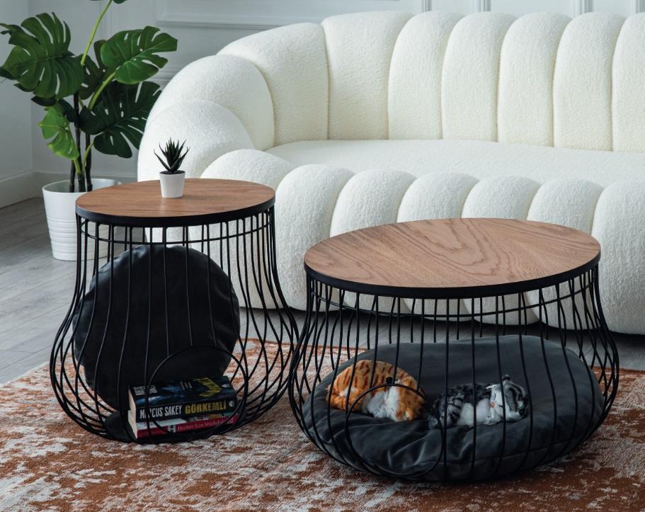 Luxus Set 2x Couchtisch Tisch Runde Tische Katzenhaus Design Möbel Wohnzimmer