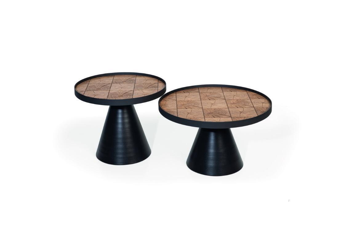 Doppel Couchtisch Schwarzer Kaffeetisch Design Wohnzimmertisch Set 2x