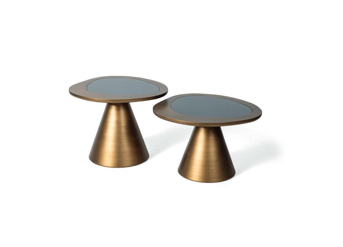 Couchtisch 2x Rund Gold Tisch Beistelltisch Luxus Möbel Tische Wohnzimmer