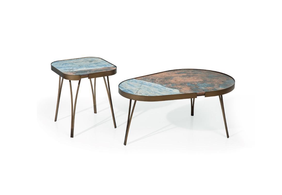 Luxur 2x Couchtisch Edelstahl Möbel Wohnzimmer gold stil Couchtische